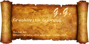 Greskovits Györgyi névjegykártya