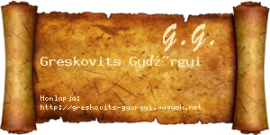 Greskovits Györgyi névjegykártya